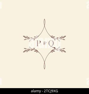 PQ wedding initial logo letters in high quality professional design that will print well across any print media Stock Vector
