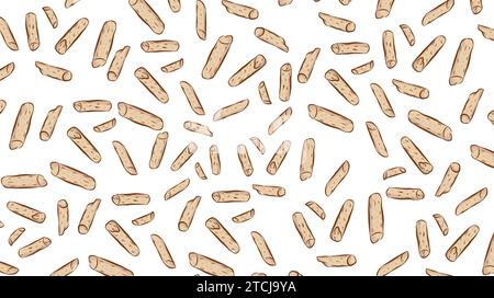 Wood Pellets elements Pattern, Brown pellets on a white background, isolated. Vector illustration in flat style. Stock Vector