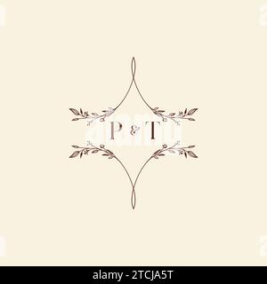 PT wedding initial logo letters in high quality professional design that will print well across any print media Stock Vector