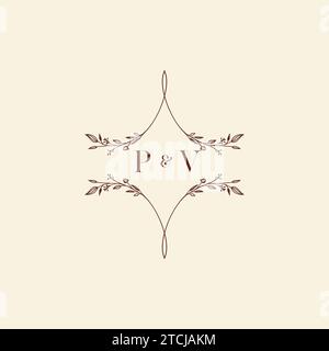 PV wedding initial logo letters in high quality professional design that will print well across any print media Stock Vector