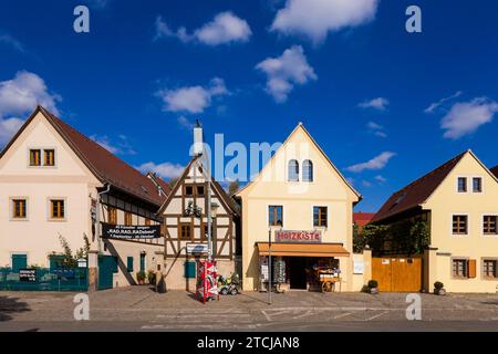 Altkoetzschenbroda village green with numerous restaurants and quaint pubs Stock Photo