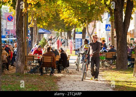 Altkoetzschenbroda village green with numerous restaurants and quaint pubs Stock Photo