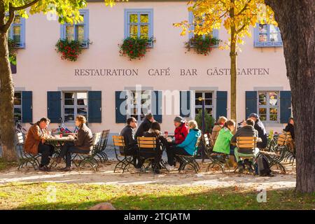 Altkoetzschenbroda village green with numerous restaurants and quaint pubs Stock Photo