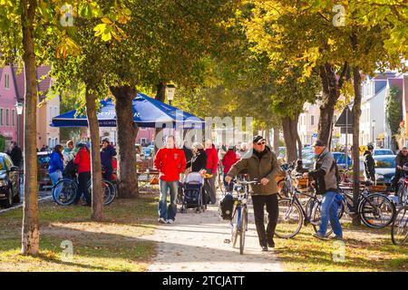 Altkoetzschenbroda village green with numerous restaurants and quaint pubs Stock Photo