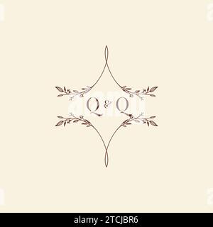 QQ wedding initial logo letters in high quality professional design that will print well across any print media Stock Vector