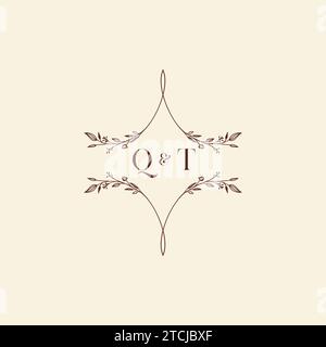 QT wedding initial logo letters in high quality professional design that will print well across any print media Stock Vector