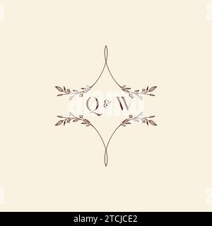 QW wedding initial logo letters in high quality professional design that will print well across any print media Stock Vector