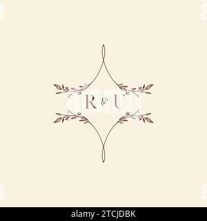 RU wedding initial logo letters in high quality professional design that will print well across any print media Stock Vector