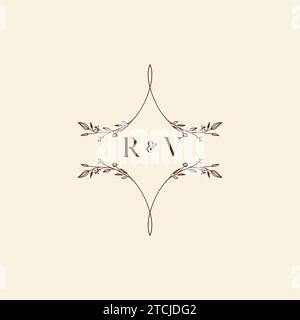 RV wedding initial logo letters in high quality professional design that will print well across any print media Stock Vector