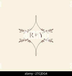 RY wedding initial logo letters in high quality professional design that will print well across any print media Stock Vector