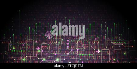 Abstract data gradient color background. Hand drawn digital technology concept. Vector Stock Vector