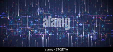 Abstract data gradient color background. Hand drawn digital technology concept. Vector Stock Vector