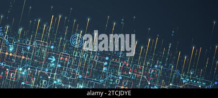 Abstract data gradient color background. Hand drawn digital technology concept. Vector Stock Vector