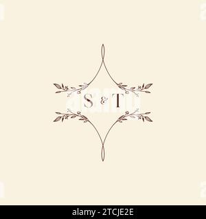 ST wedding initial logo letters in high quality professional design that will print well across any print media Stock Vector