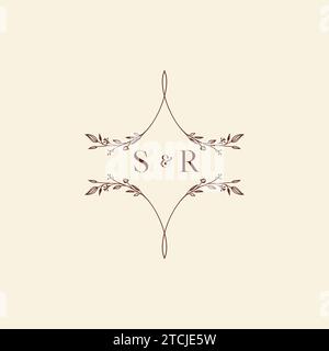 SR wedding initial logo letters in high quality professional design that will print well across any print media Stock Vector
