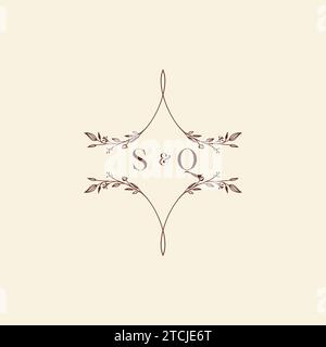 SQ wedding initial logo letters in high quality professional design that will print well across any print media Stock Vector