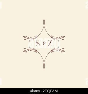 SZ wedding initial logo letters in high quality professional design that will print well across any print media Stock Vector