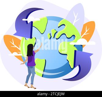 Global progress illustration. World economic analysis, global investment or international business opportunity research, forecast and analyze Stock Vector