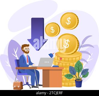 Employee wage illustration. Employee benefits as work bonuses for workforce loyalty tiny person concept. Stock Vector
