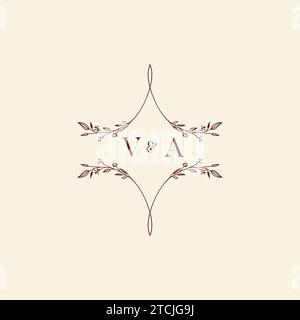VA wedding initial logo letters in high quality professional design that will print well across any print media Stock Vector