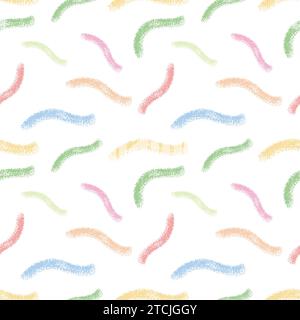 Multi colored seamless pattern backdrop with charcoal doodle dashes, curly lines. Hand drawn vector childish style seamless pattern. abstract backgrou Stock Vector