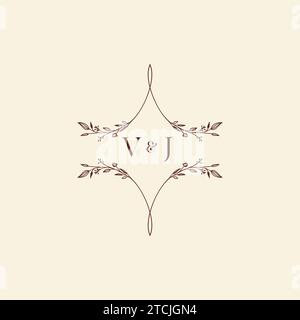 VJ wedding initial logo letters in high quality professional design that will print well across any print media Stock Vector