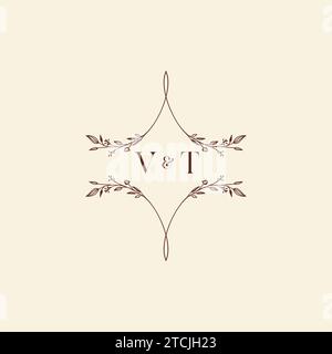 VT wedding initial logo letters in high quality professional design that will print well across any print media Stock Vector