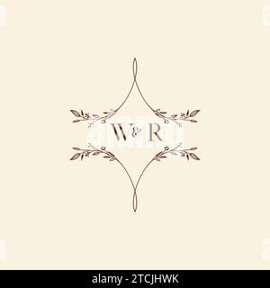 WR wedding initial logo letters in high quality professional design that will print well across any print media Stock Vector