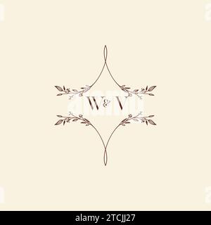 WV wedding initial logo letters in high quality professional design that will print well across any print media Stock Vector