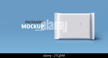 3d vector blank mock up for wet wipes pouch or pack. Product ad element and banner Stock Vector