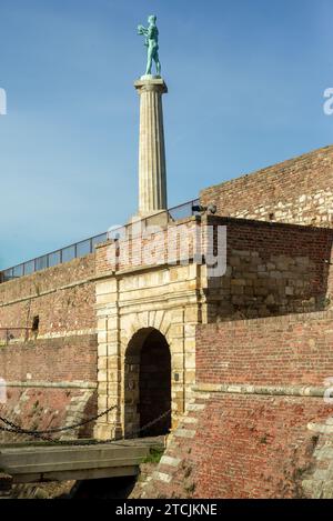 Victor monument, symbol of Belgrade, commemorating Allied victory in the First World War at Belgrade fortress (Kalemegdan) in Belgrade, Serbia Stock Photo