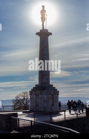 Victor monument, symbol of Belgrade, commemorating Allied victory in the First World War at Belgrade fortress (Kalemegdan) in Belgrade, Serbia Stock Photo