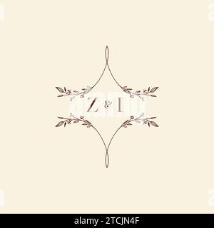 ZI wedding initial logo letters in high quality professional design that will print well across any print media Stock Vector