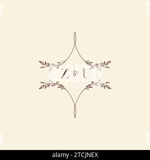 ZU wedding initial logo letters in high quality professional design that will print well across any print media Stock Vector