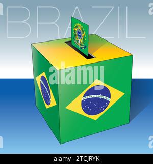 Brazil, South American country, ballot box with flags and symbols, election day, vector illustration Stock Vector