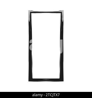 Grunge rectangular frame stamp. Ink empty black box. Rectangular border. Vector illustration isolated on white background Stock Vector
