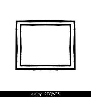 Grunge rectangular frame stamp. Ink empty black box. Rectangular border. Vector illustration isolated on white background Stock Vector