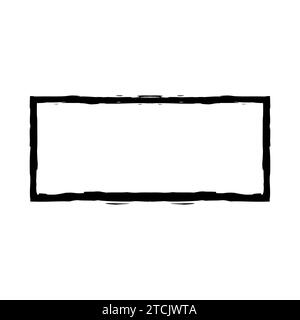 Grunge rectangular frame stamp. Ink empty black box. Rectangular border. Vector illustration isolated on white background Stock Vector
