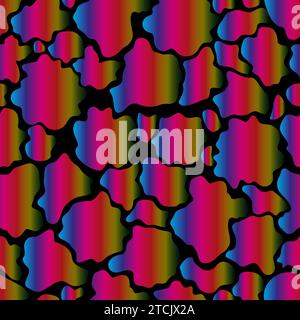 Abstract seamless pattern of stains of different shapes. Vector rainbow gradient background Stock Vector