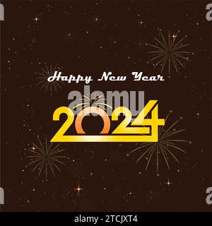 Free Vector Happy New Year Lettering Background With Firework Decoration Backgrounds Stock Vector