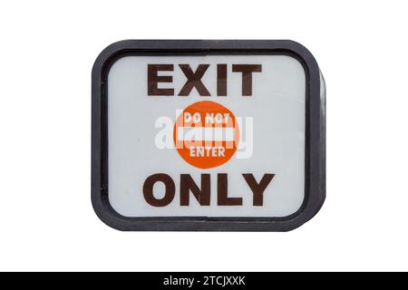 Orange Exit Only Sign isolated on white background Stock Photo