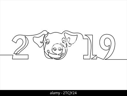 Pig icon. Pig is a symbol of the 2019 Chinese New Year. Stock Vector