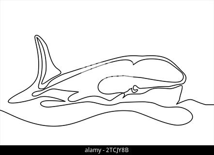 sharks drawn in line-continuous line drawing Stock Vector