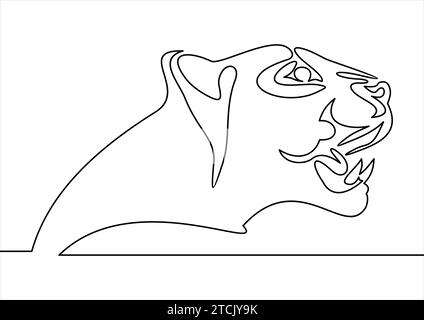 Jaguar head line.Continuous one line Stock Vector
