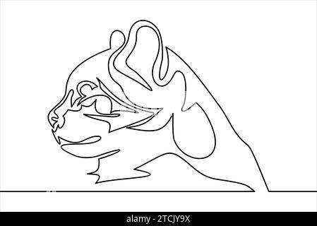 cat face design on white background.Continuous one line Stock Vector