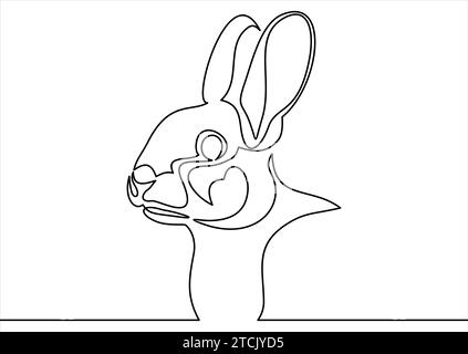 Bunny rabbit in continuous line art drawing style. Hare black linear ...