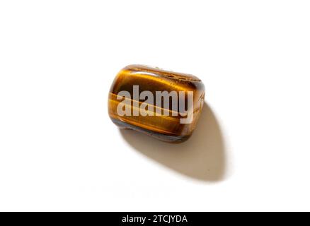 tiger eye gemstone on a white background Stock Photo