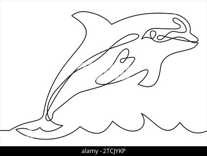 Line style dolphin illustration- continuous line drawing Stock Vector