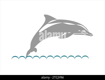 Line style dolphin illustration- continuous line drawing Stock Vector