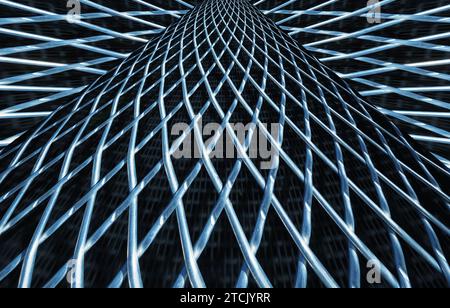metal mesh or aluminum grid with regular pattern on black background Stock Photo